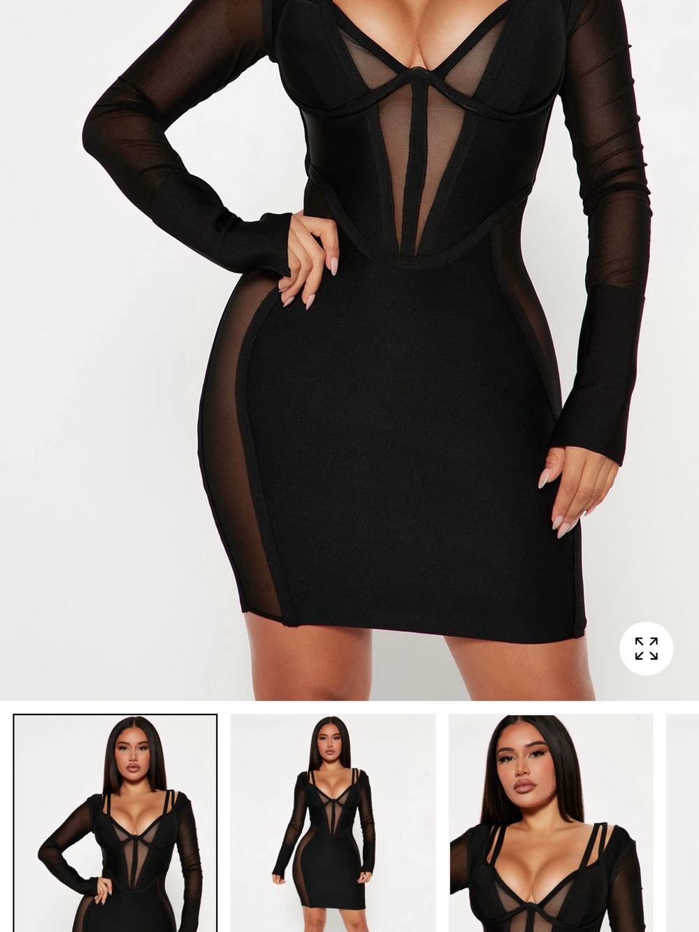 Sheer Panel Black Bodycon Dress
